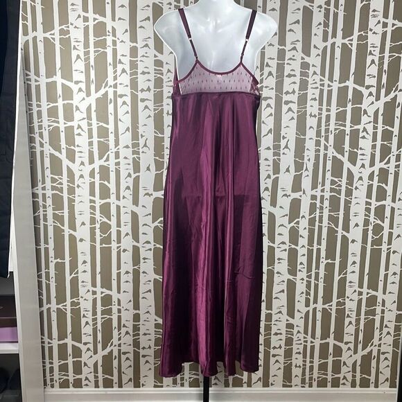 Flora Nikrooz Bordeaux Satin Maxi Slip Dress L $66 NEW - Picture 4 of 8
